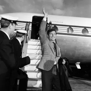Adam West, who plays Batman on TV, pictured on arrival at Heathrow Airport. 7th May 1967 Adam West, who plays Batman on TV, pictured on arrival at Heathrow Airport. 7th May 1967