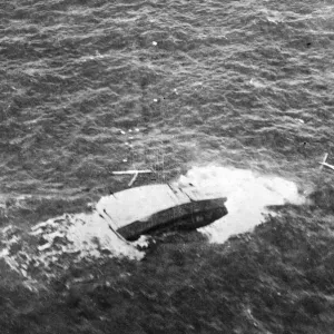 An aerial attack on a German destroyer. Location unknown. World War Two An aerial attack on a German destroyer. Location unknown. World War Two