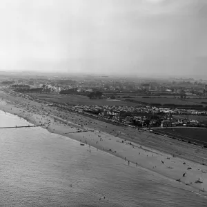 Aerial beach scene of Sussex, on Whit Sunday. 17th May 1959 Aerial beach scene of Sussex, on Whit Sunday. 17th May 1959