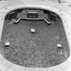 Aerial photo shows the 1000s of fans attending Wham ! The Farewell Concert at Wembley Aerial photo shows the 1000s of fans attending Wham ! The Farewell Concert at Wembley