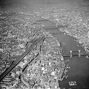 Aerial picture of London, showing The River Thames, Tower Bridge