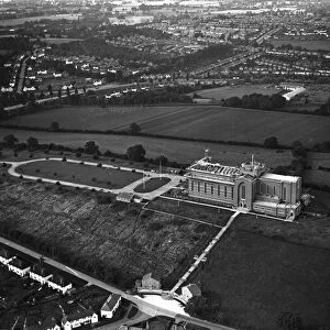 Aerial pictures taken during the construction of Guildford Cathedral, Surrey