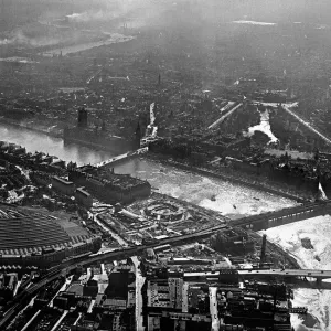 Aerial view of the 1951 Exhibition site for the Festival of Britain on the South bank Aerial view of the 1951 Exhibition site for the Festival of Britain on the South bank