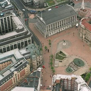 Aerial view of Birmingham City Centre showing Victoria Square and Chamberlain Square