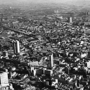 Aerial view of the city of Manchester. 29th January 1974