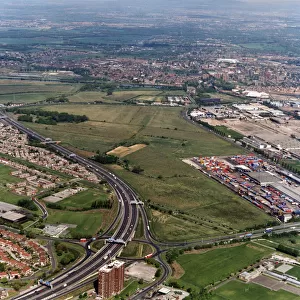 Aerial View of Dumplington, proposed development site of Trafford Centre, Circa 1995