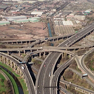 Aerial view of the Gravelly Hill Interchange, also known as Spaghetti Junction