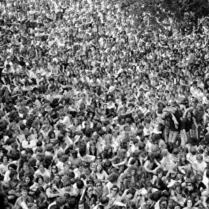 Aerial view of the huge crowd during the pop concert in Hyde Park