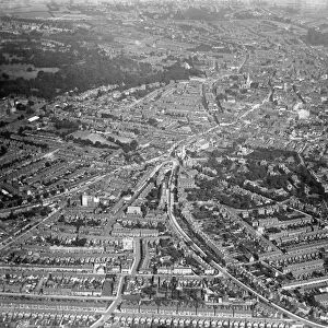 Aerial view of Ipswich in Suffolk. Circa 1930
