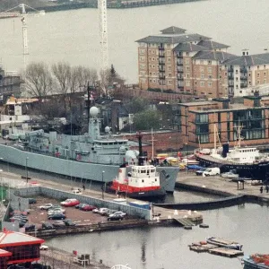 An aerial view showing ships at Naval London Docklands December 1997 An aerial view showing ships at Naval London Docklands December 1997