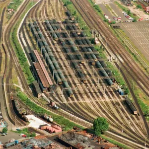 Aerial views of Birminghams railways, taken from the BRMB Flying Eye. 15th June 1994