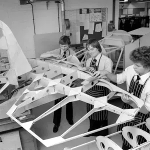 An aeroplane built by children from bits of wood and glue is confidently expected to fly