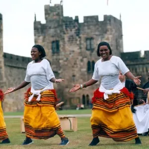 Some African dancers performing at Alnwick Music Festival in August 1996
