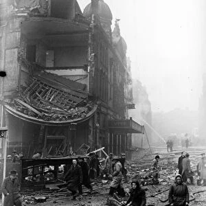 Aftermath of air raid attack, Empire Theatre, London. Circa 1941