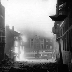 Aftermath of an air raid in Sheffield. December 1940