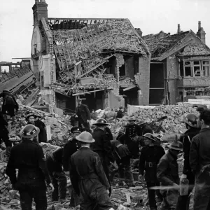 Aftermath of a Nazi raid at the Commer motor works, Luton, Bedfordshire. April 1945 Aftermath of a Nazi raid at the Commer motor works, Luton, Bedfordshire. April 1945