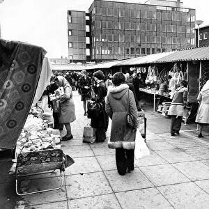 Ageneral scene at Kirkby market, Merseyside. Circa 1978