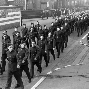 Air cadets march past Liverpool. October 1941 Air cadets march past Liverpool. October 1941