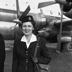 Air Hostess of Boeing Stratocrusier that will be used for the Queens Royal tour of