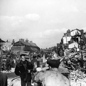Air Raid Bomb Damage in Leytonstone, October 1944 Firemen