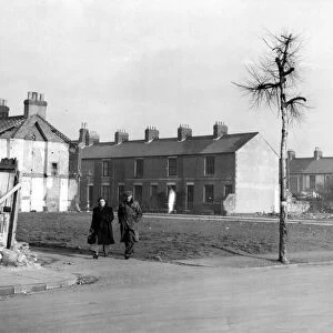 Air raid damage, Snipe Street and Partridge Road, Roath, Cardiff, Wales. Circa 1941