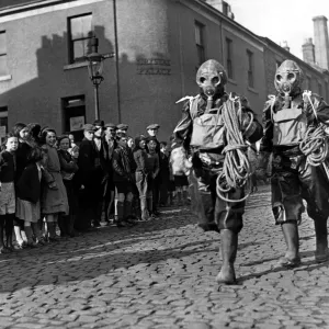 Air Raid Precaution Wardens take part in a pre-war exercise in the Scotwood Road area of Air Raid Precaution Wardens take part in a pre-war exercise in the Scotwood Road area of