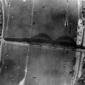 An air reconnaissance picture showing a bridge over the Rhine in Dusseldorf An air reconnaissance picture showing a bridge over the Rhine in Dusseldorf