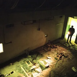 Air Vice Marshal Sandy Hunter seen here exploring the abandon nuclear bunker at Kenton Air Vice Marshal Sandy Hunter seen here exploring the abandon nuclear bunker at Kenton