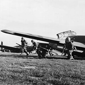Airborne troops prepared to leave their Hotspur glider to go into action on landing