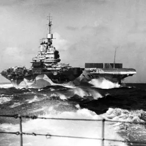 HMS Formidable from HMS Warspite at Sea Print August 1942