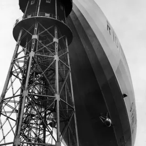 The Airship R101 seen here attached to the mooring tower at Cardington prior to its first