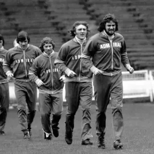 Alan Ball and Malcolm McDonald training along side the England team training at Wembly