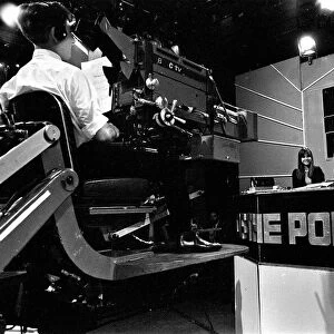 Alan Freeman at rehearsals for Top of the Pops at the BBC, Studio G, Lime Grove, London