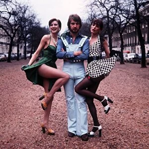 Alan Hudson Football player for Chelsea poses with models Renate & Cindy