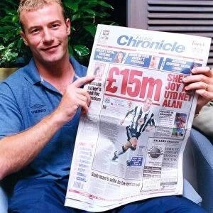 Alan Shearer making the news after signing for his boyhood club Newcastle United