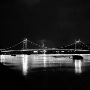 The Albert bridge illuminated at night in London 1951 bridge bridges engineering