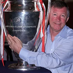 Alex Ferguson holds the European Cup May 1999 the day after Manchester