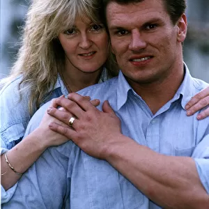 Alex Geogijev one of the TV Gladiators Hawk with his wife Jayne
