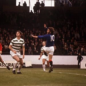 Alfie Conn heads ball over the bar August 1973