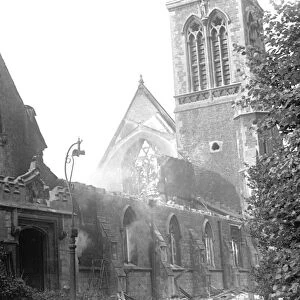 Alfieri. St Marks Church after an air raid, Surbiton. October 2nd 1940