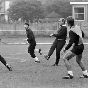 Alfredo Di Stefano shows his boys the Valencia FC how to do it as they train for their Alfredo Di Stefano shows his boys the Valencia FC how to do it as they train for their