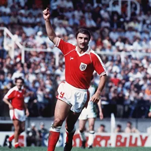 Algeria v Austria in 1982 World Cup Hans Krankl of Austria raises his arm