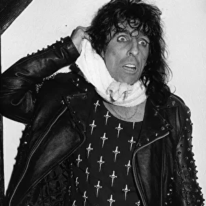 Alice Cooper American rock singer jokes after a stage stunt went wrong when doing a mock