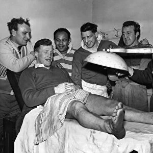 All smiles at Wigan as the treatment "works"on the Keith Holden thigh