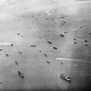 Allied shipping waits off the coast of Normandy France during WW2 1944 6th June 1944 Allied shipping waits off the coast of Normandy France during WW2 1944 6th June 1944