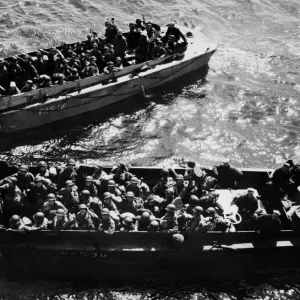 Allied troops in their landing craft during the successful invasion of France Allied troops in their landing craft during the successful invasion of France