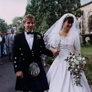 Ally McCoist's Wife Allison in Highland Wedding Print