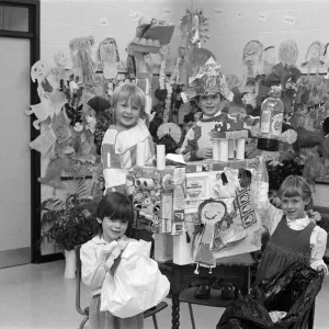 Almondbury CofE School Pupils with Litter Monster Print 1988