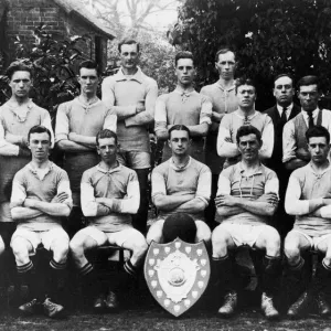 Alvechurch football club team group with Redditch Cup and Shield in 1924 outside the Red Alvechurch football club team group with Redditch Cup and Shield in 1924 outside the Red