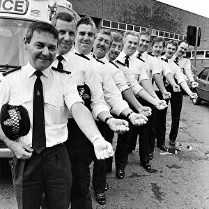 The ambulancemen who volunteered to give blood (l - r) Alan Jones, Brian Gray